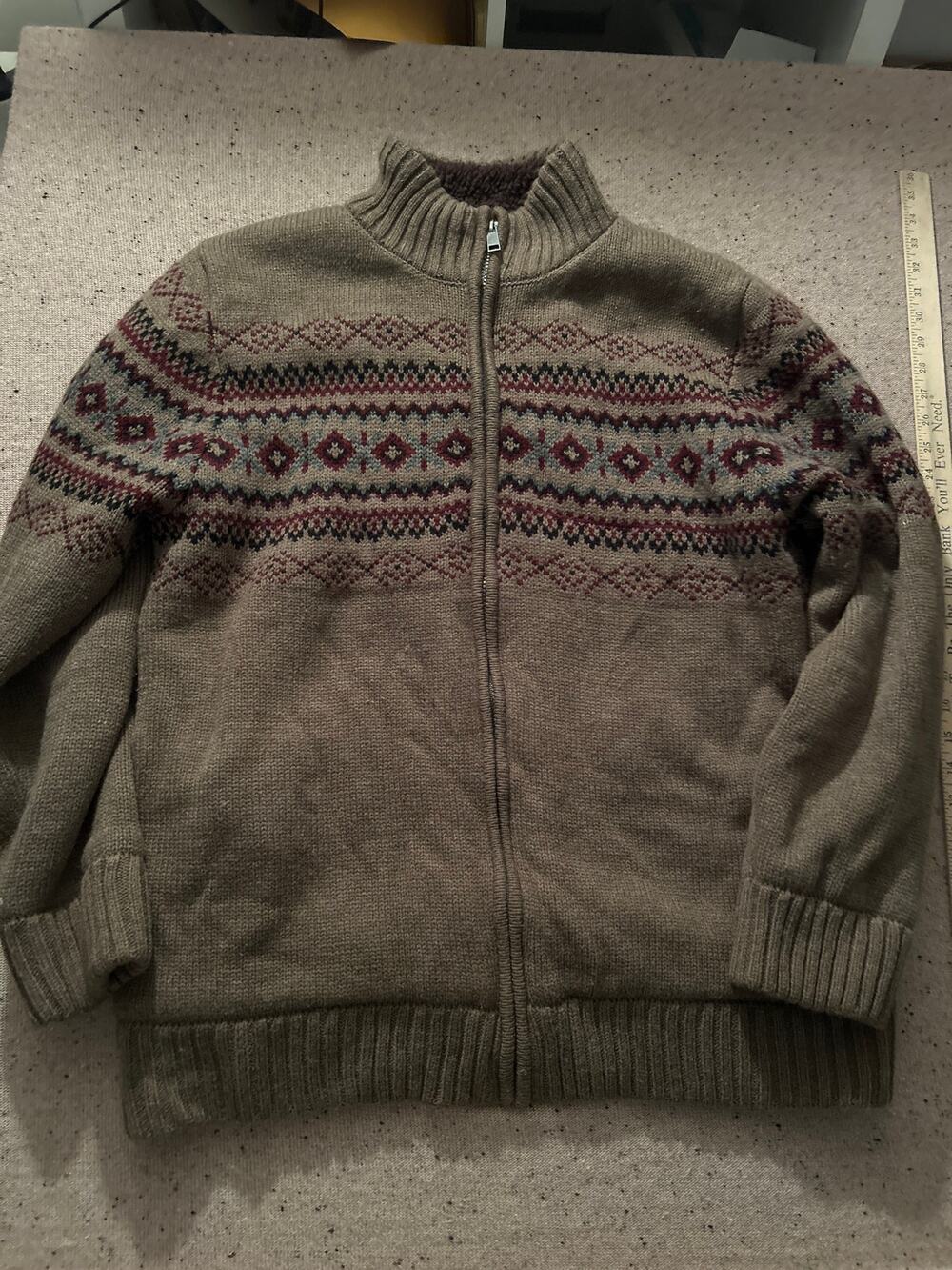 Northwest Territory Fleece Lined Sweater Full Zip Men's Brownish Gray Medium